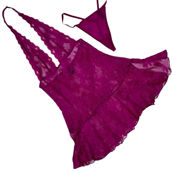 2016 Victoria’s Secret Elegant Lace Halter Babydoll with Matching V-Strung XS - Picture 8 of 11